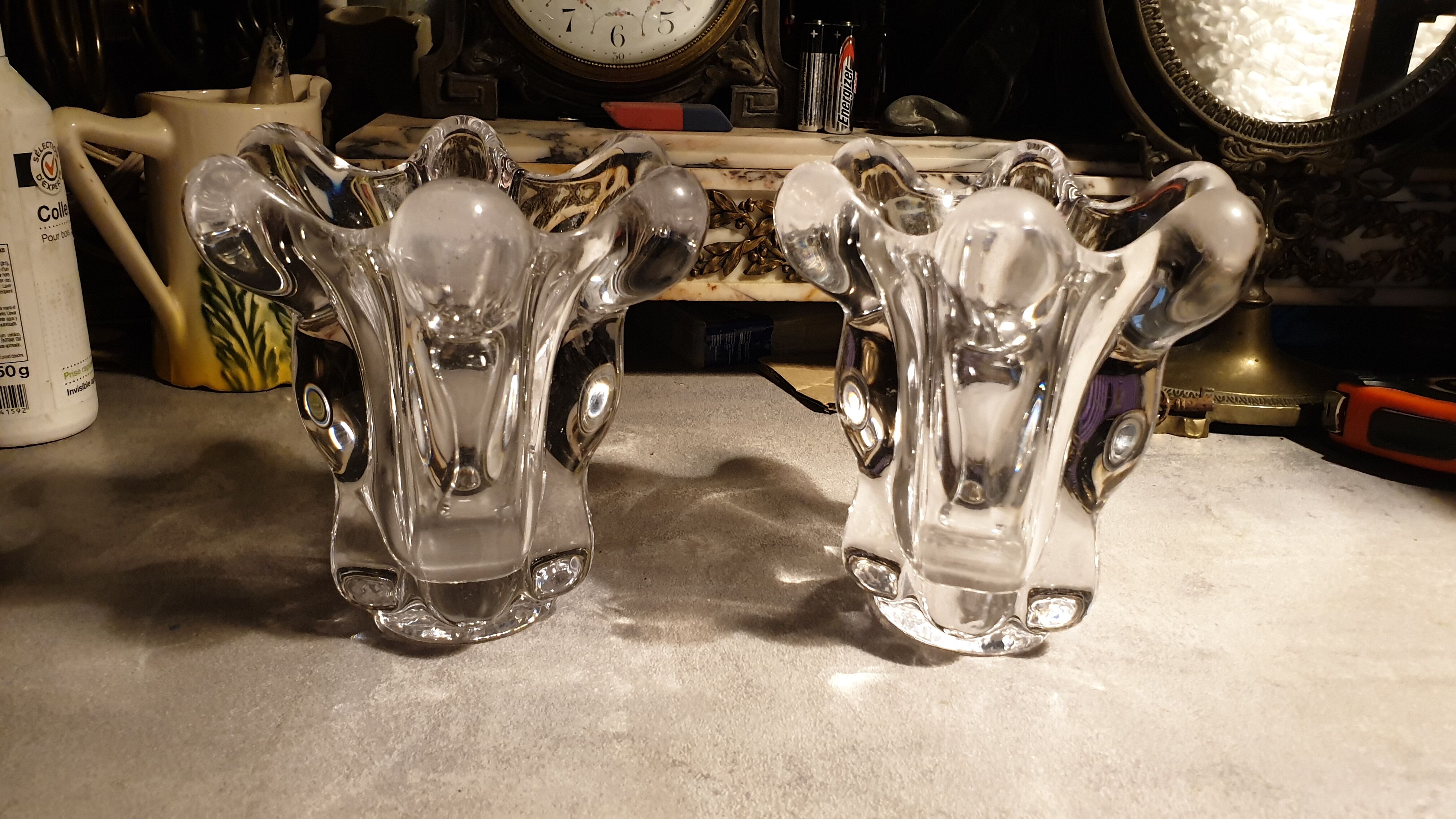 Pair of Vannes crystal vases