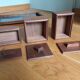 Ensemble de 3 boites en bois sur plateau set de bureau ou de fumeur