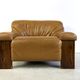 Fauteuil en cuir brutaliste, années 1960