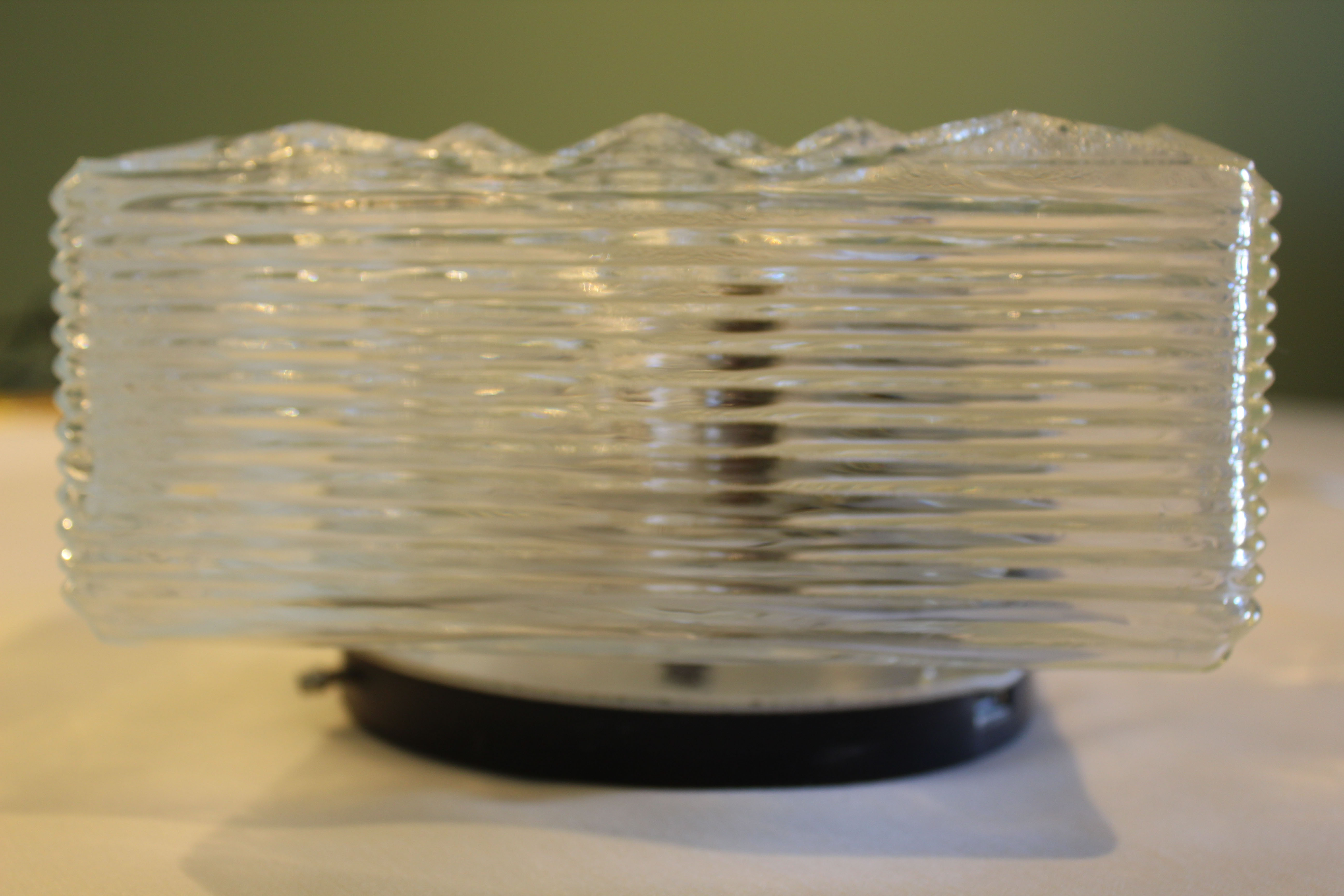 Vintage glass ceiling or wall lamp, Italy, 70s