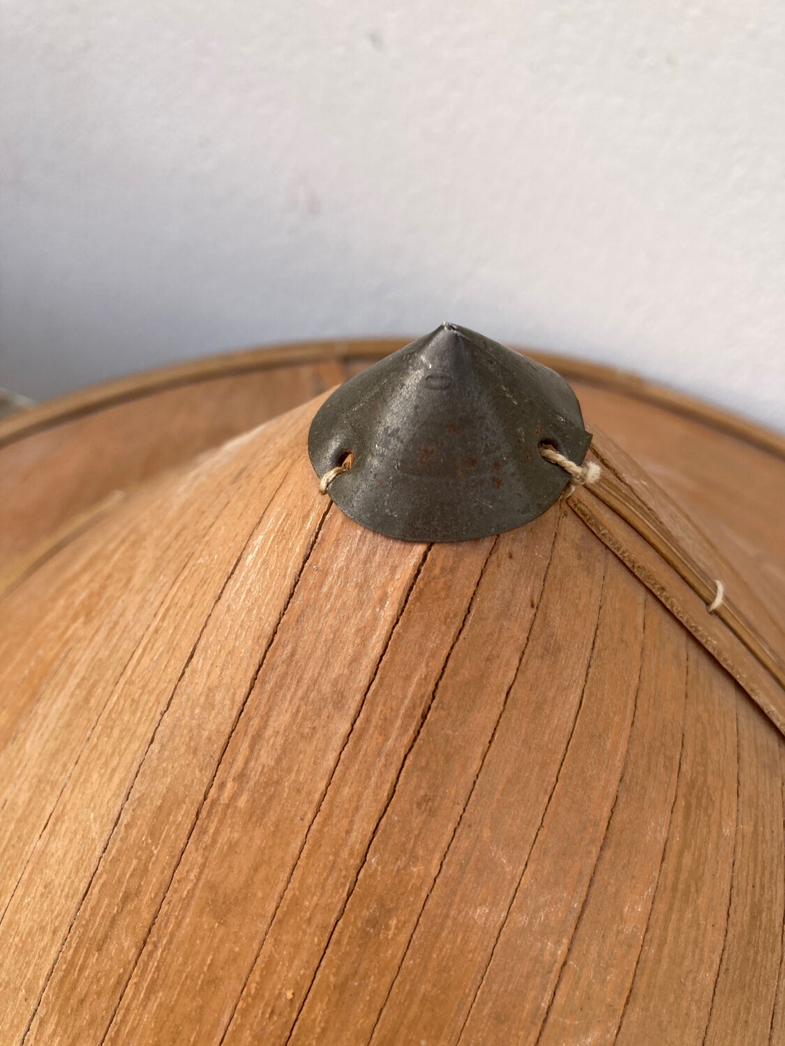 Asian hat in bamboo and vintage metal