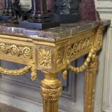 Louis XVI Console in Gilded Wood, Grey Ardennes Marble, 18th Century