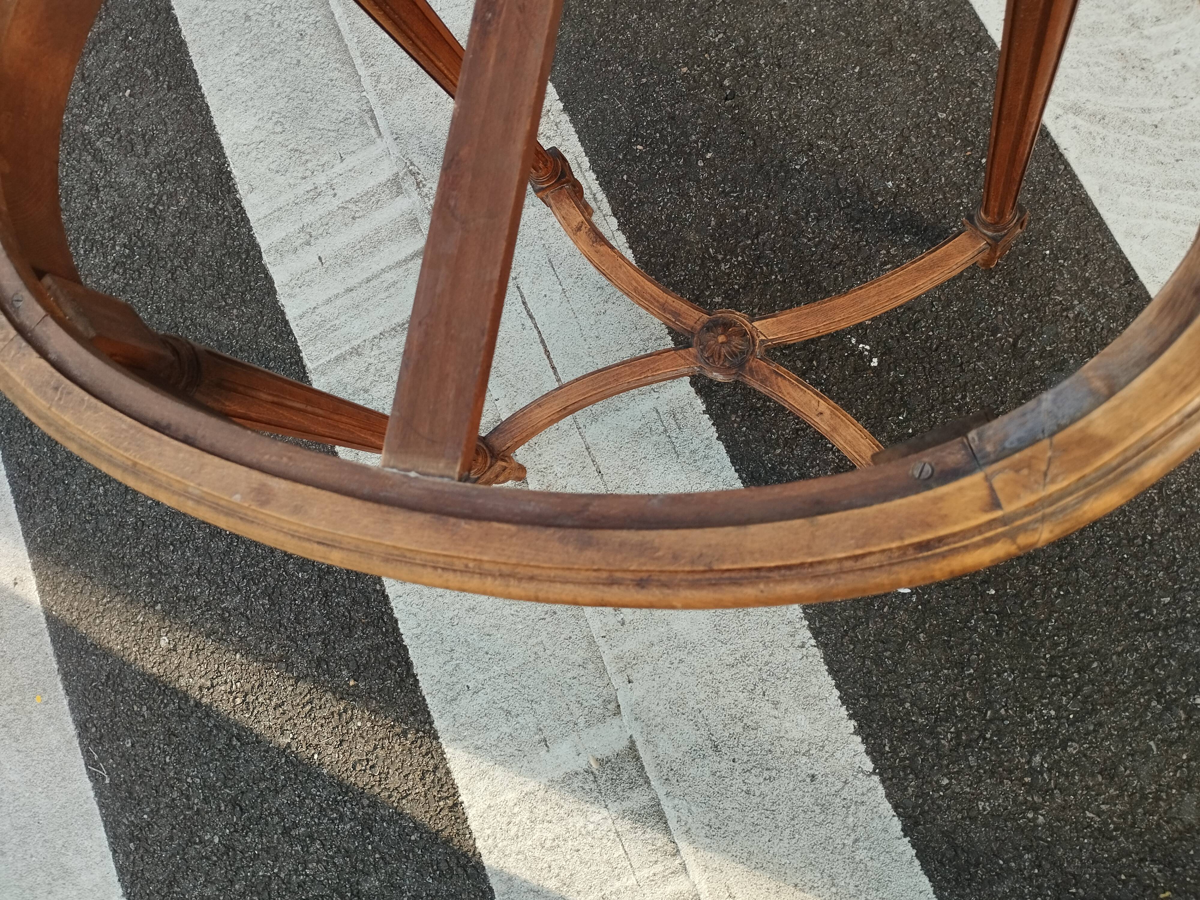 Old Louis XVI style pedestal table with marble top