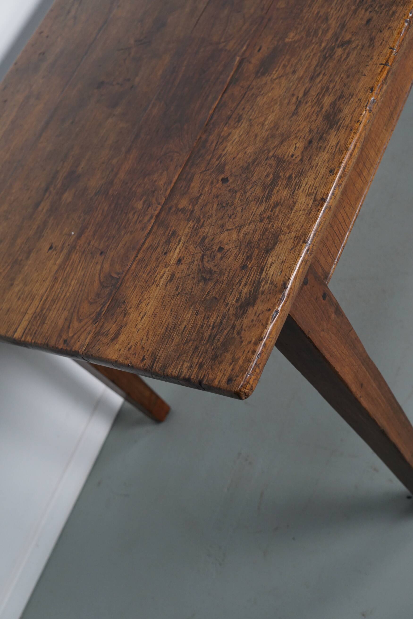 Antique Fruitwood & Oak Early 20th Century French Rustic Farmhouse Dining Table