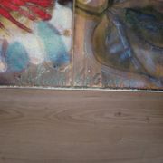 Vintage coffee table metal chrome annes 70 painted ceramic sign vallauris la grange