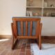 Scandinavian armchair teak Komfor blue-grey fabric 60's sled base