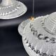 Set of 3 moulded glass pendant lights with cabochons, Art Deco style Ezan.