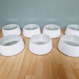 Plafonnier industriel Holophane en verre opaline blanc et transparent (7 disponibles)