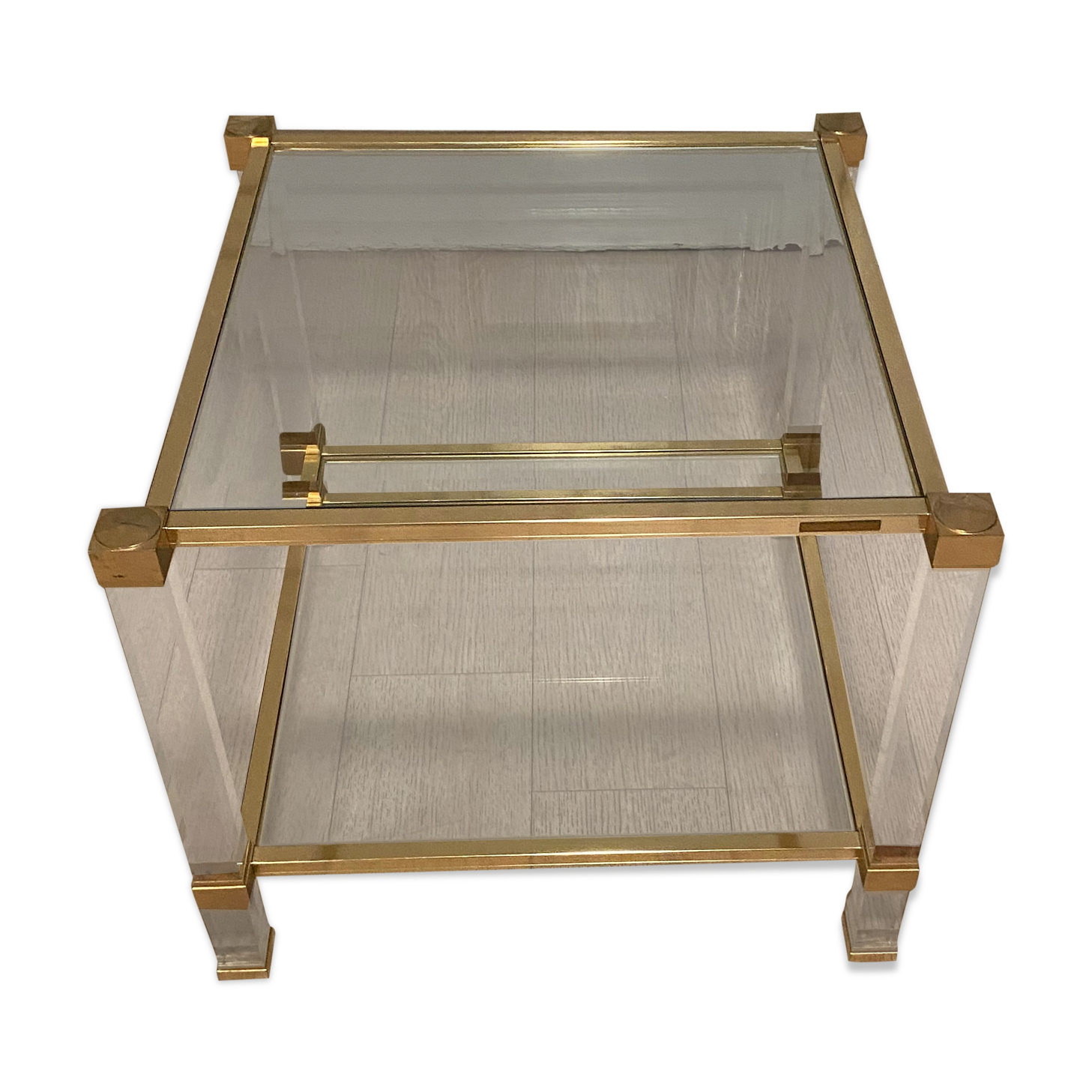 Plexi and gilded side table, Pierre Vandel, 1970s