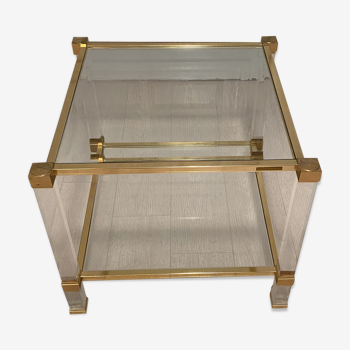 Plexi and gilded side table, Pierre Vandel, 1970s