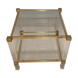Table d’appoint plexi et doré, Pierre Vandel, 1970s