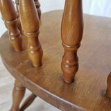 Vintage Beech Wood Windsor Dining Chair - 1970s Captains Armchair