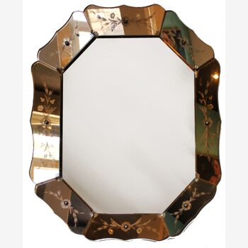 Miroir vénitien octogonal, 50's