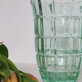 Green crystal vase, vintage French