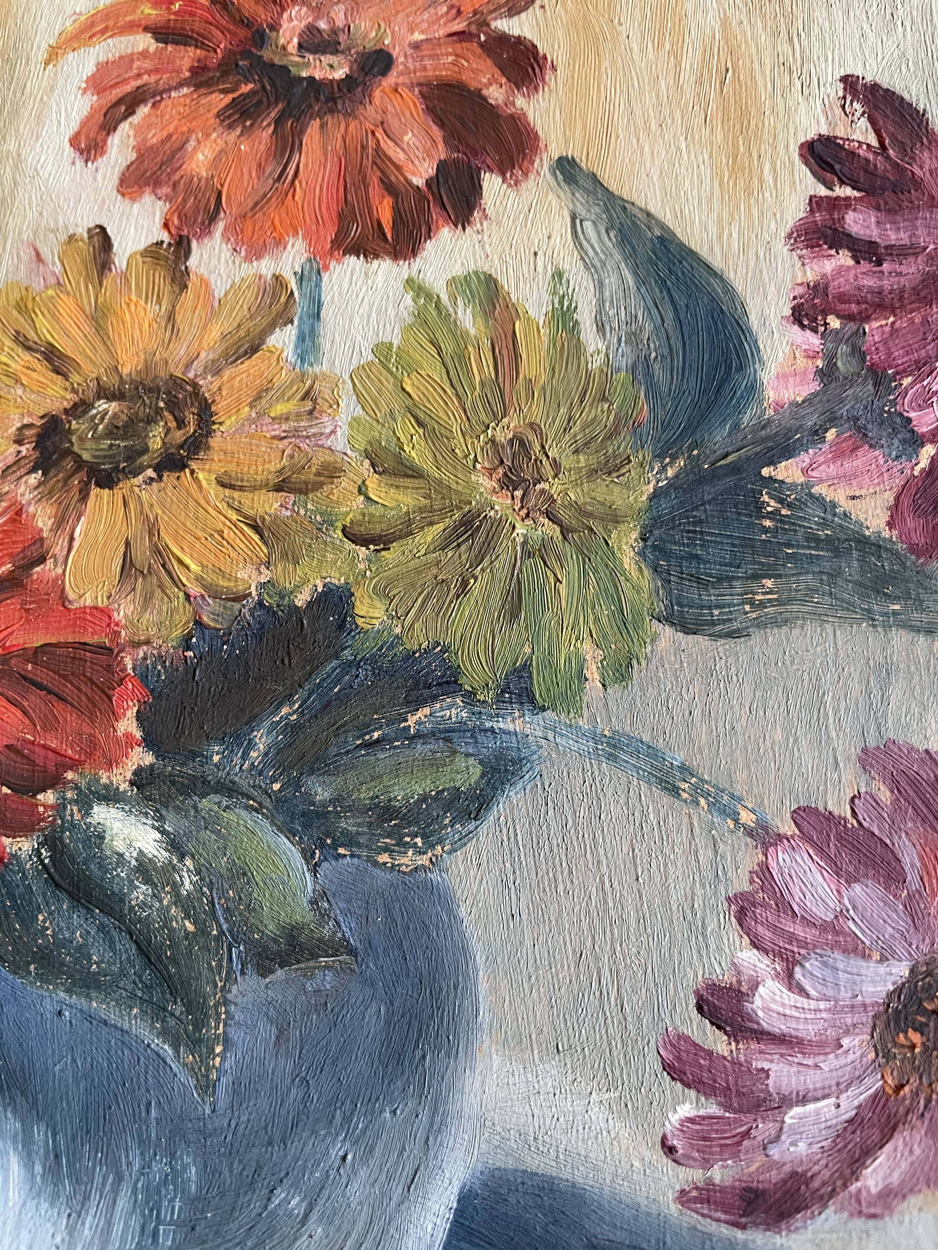 Old painting bouquet of flowers