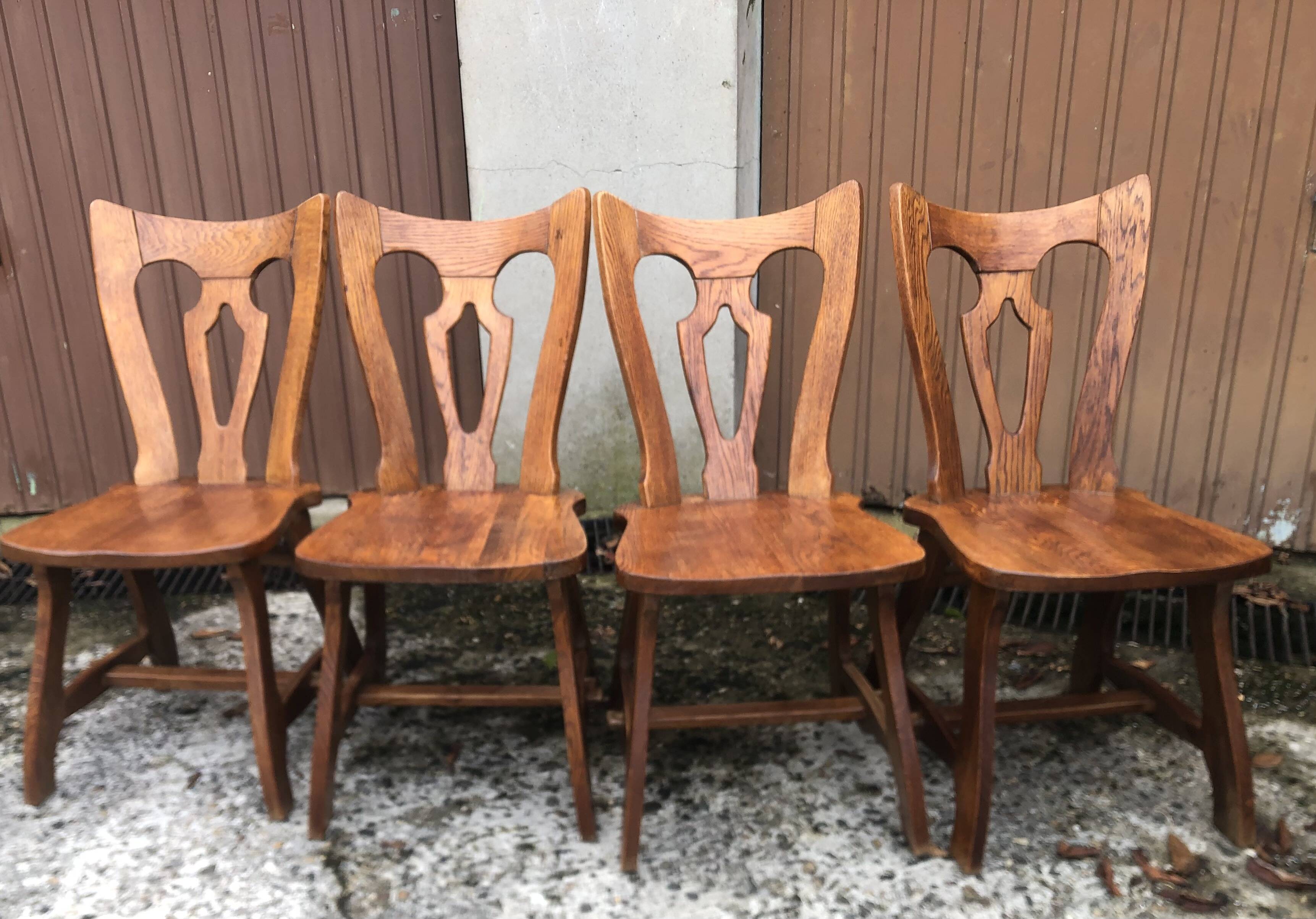 Vintage Brutalist Alsatian Bistro Chairs