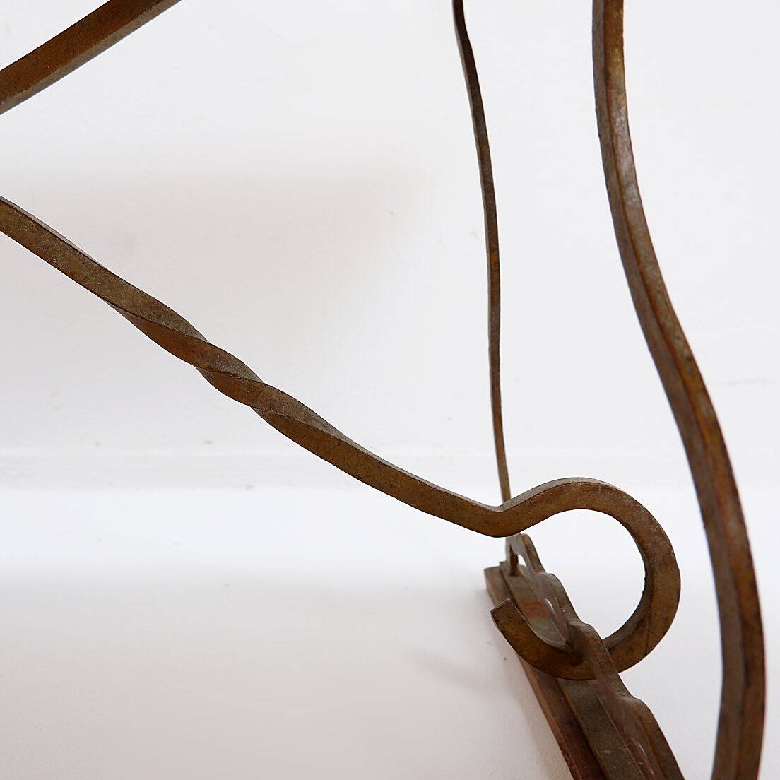 Wrought iron and marble coffee table