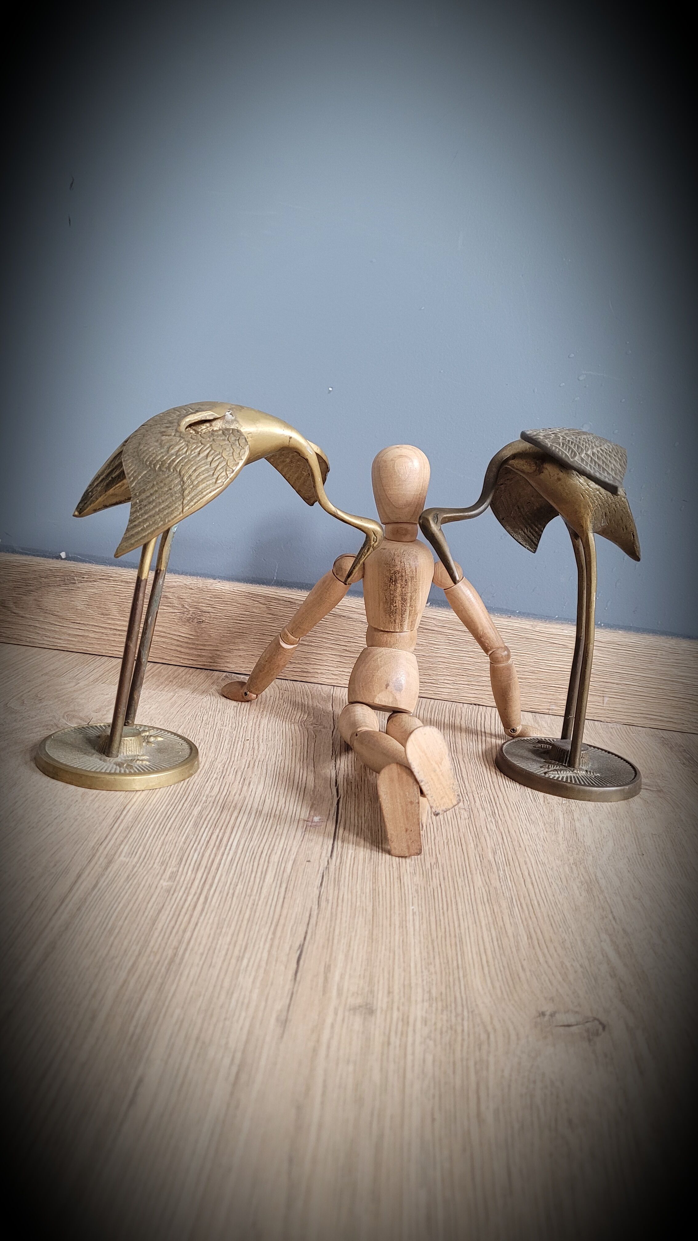 Duo herons brass wings