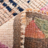 Pale orange & navy blue vintage runner rug 78x357cm