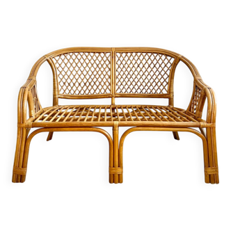 Vintage bamboo and rattan canapé/bench - 1970