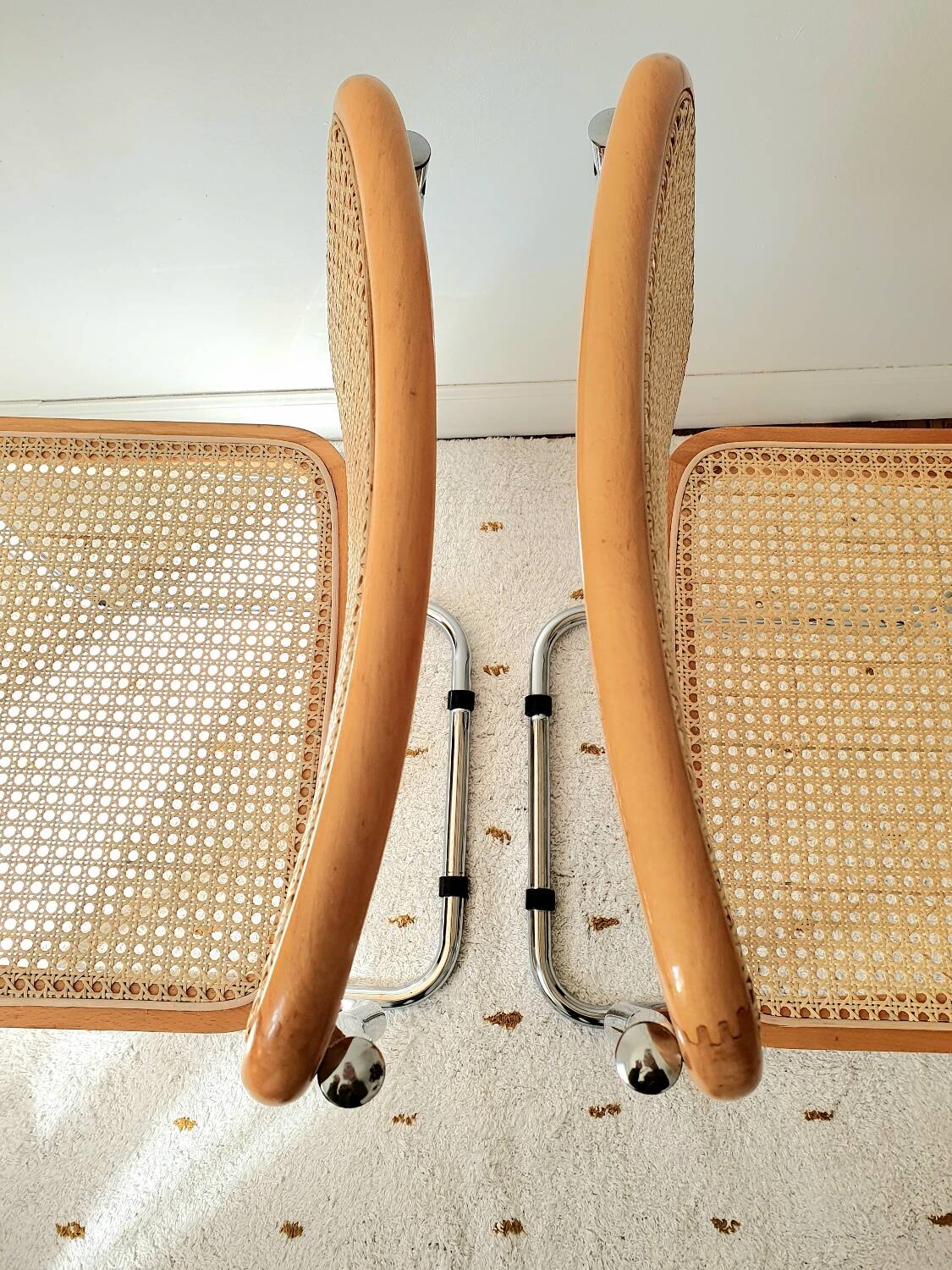 Pair of B32 Marcel Breuer cane chairs