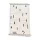 Moroccan Berber carpet beni ouarain ecru with blue graphic patterns 264x161cm