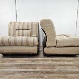 Mid Century Italian Armchairs in Wood and Fabric
