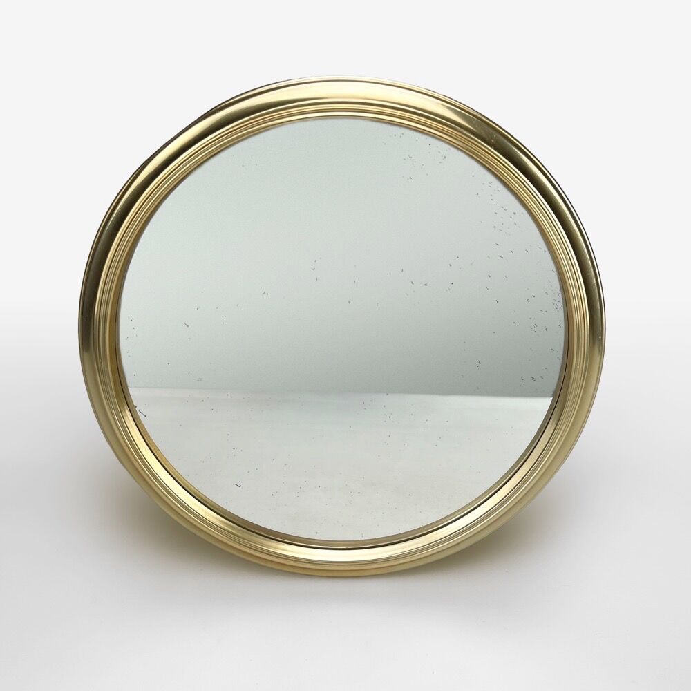 Vintage round brass mirror, 32 cm
