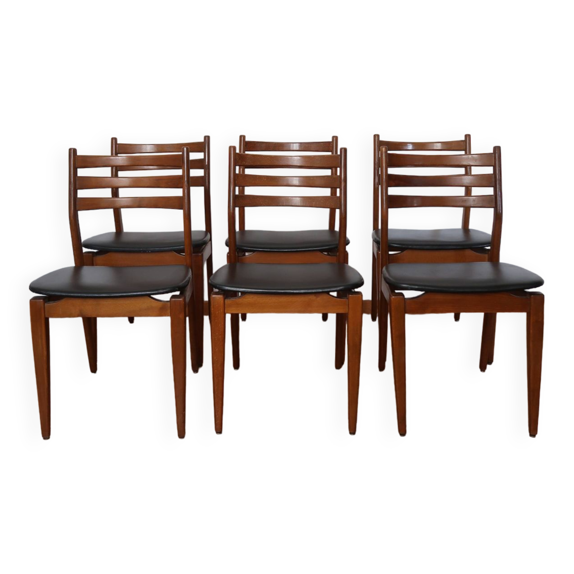 6 Scandinavian beech skai chairs