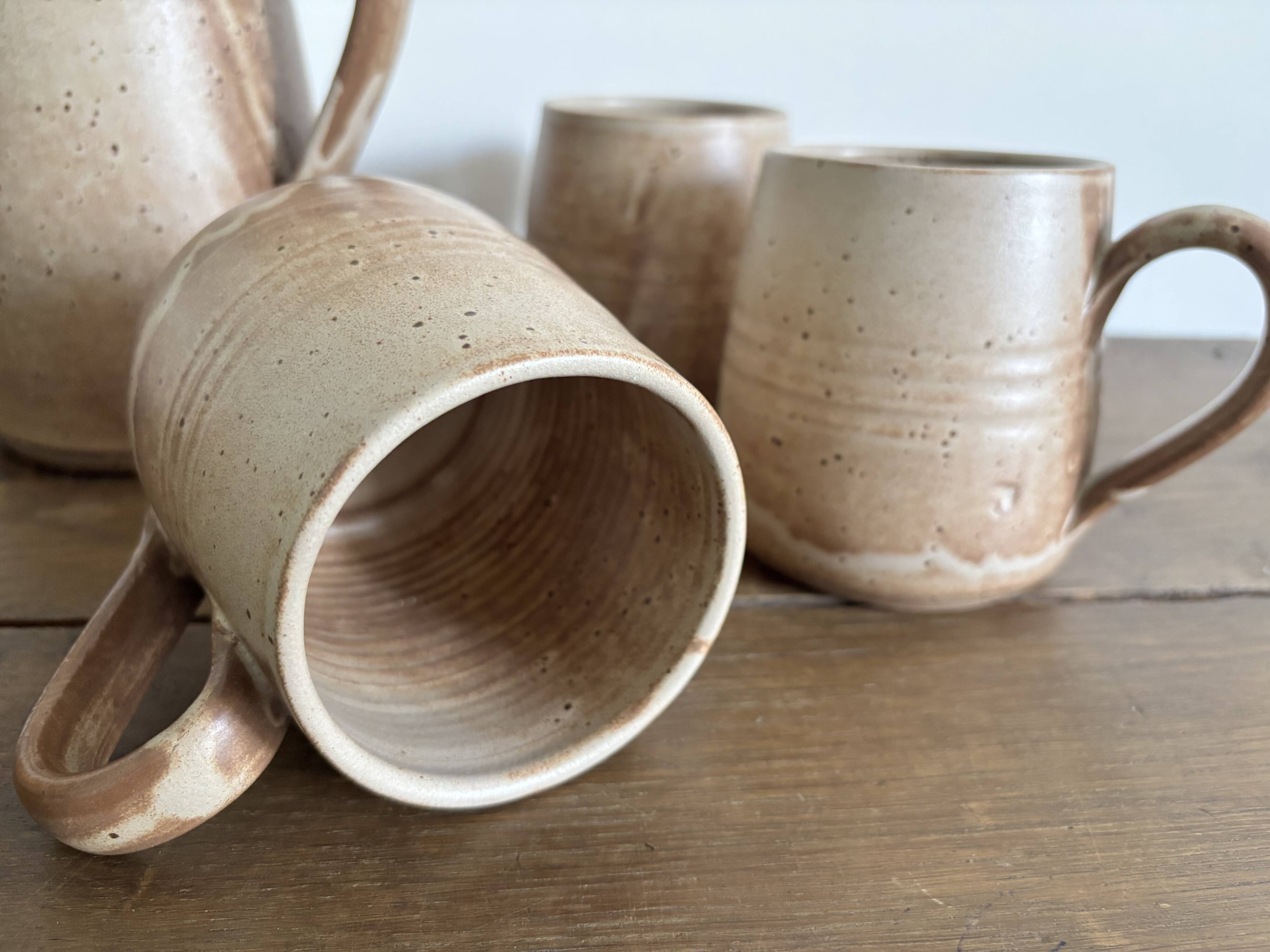 Vintage complete stoneware service – 6 mugs & jug Vallauris