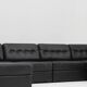 Vintage modular sectional sofa in black leather from the 1970
