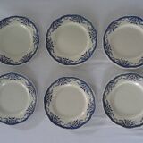 6 assiettes luneville k & g  décor villeray bleu faience ancienne