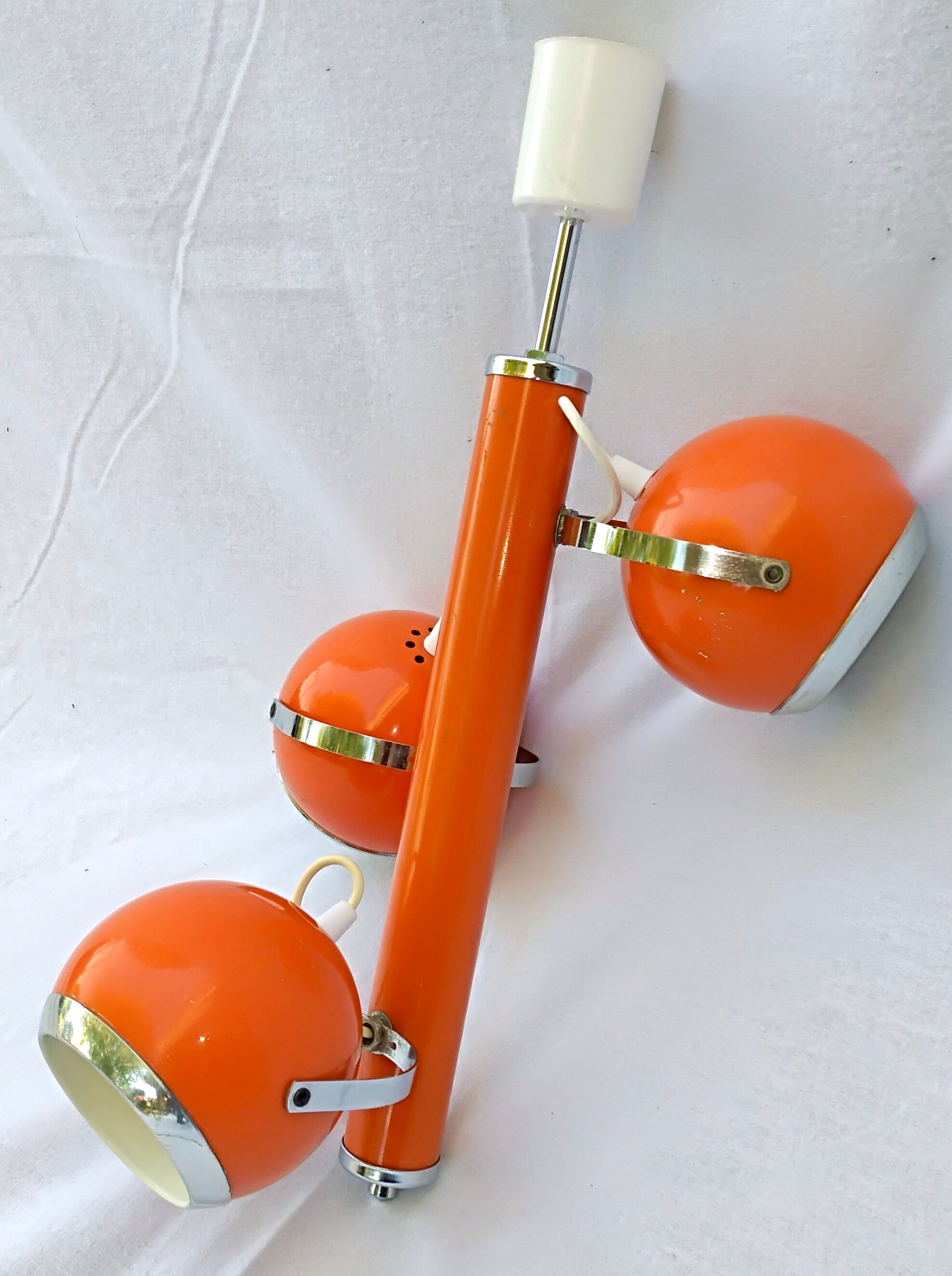 Chandelier with adjustable balls 70s model "eyeball" orange