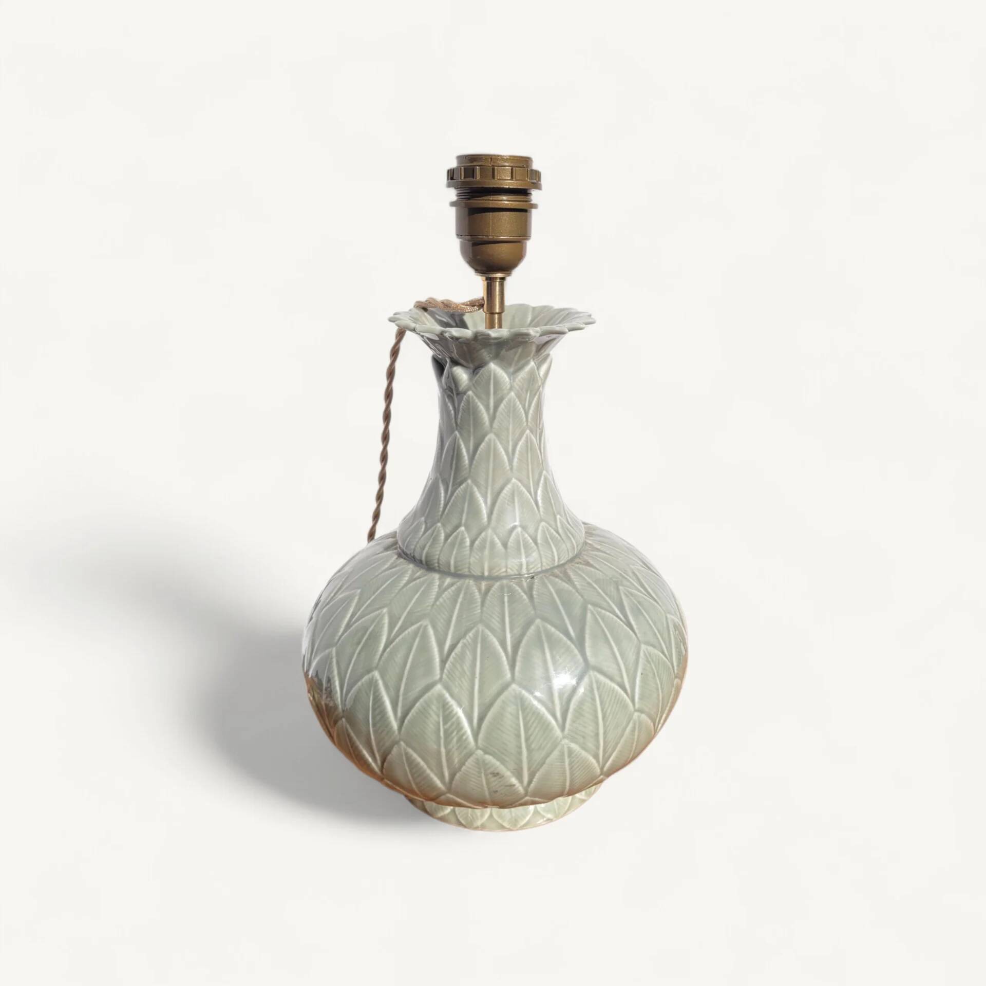 Vintage tropical ceramic lamp base, 1973