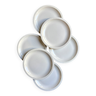 6 white earthenware dessert plates