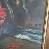Oil on canvas still life with flowers signed soriano