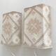 Pair swedish vintage crochete textile wall lamp, "näversom" handmade