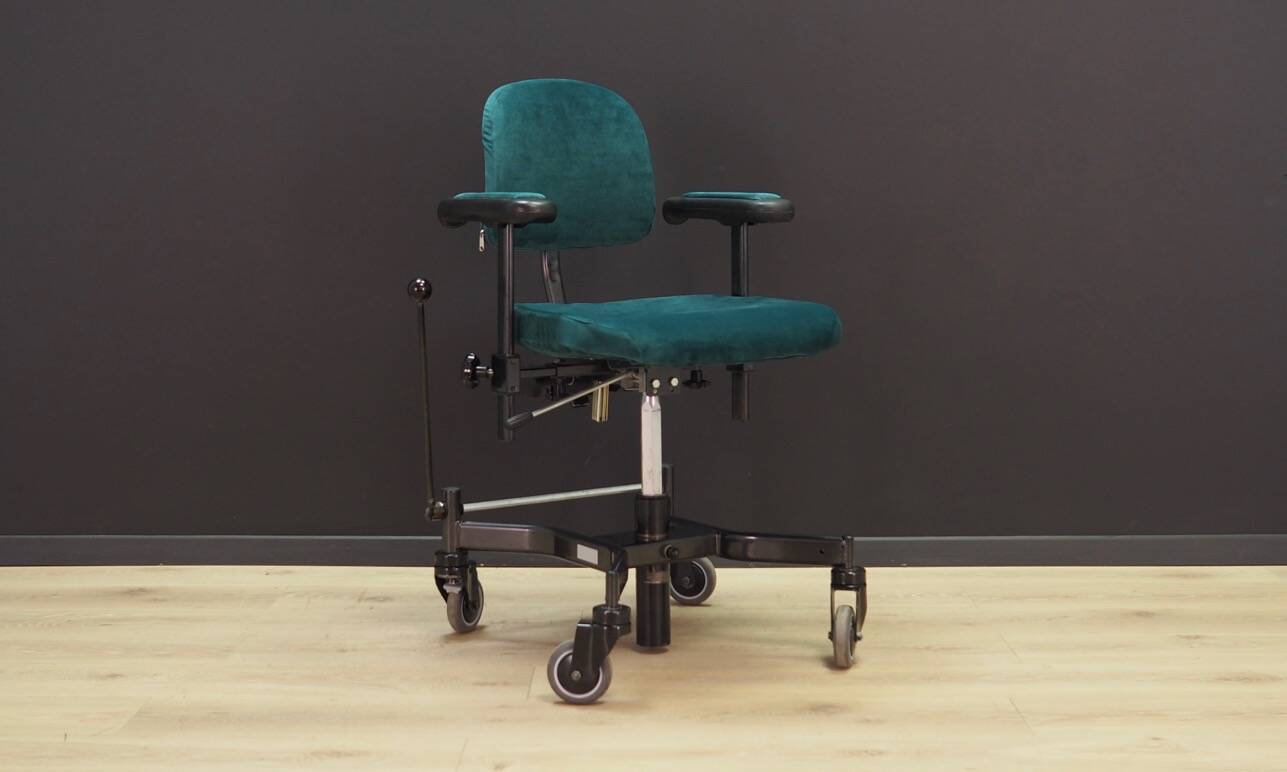 Green office armchair, Danish design, 1970s, production: Denmark