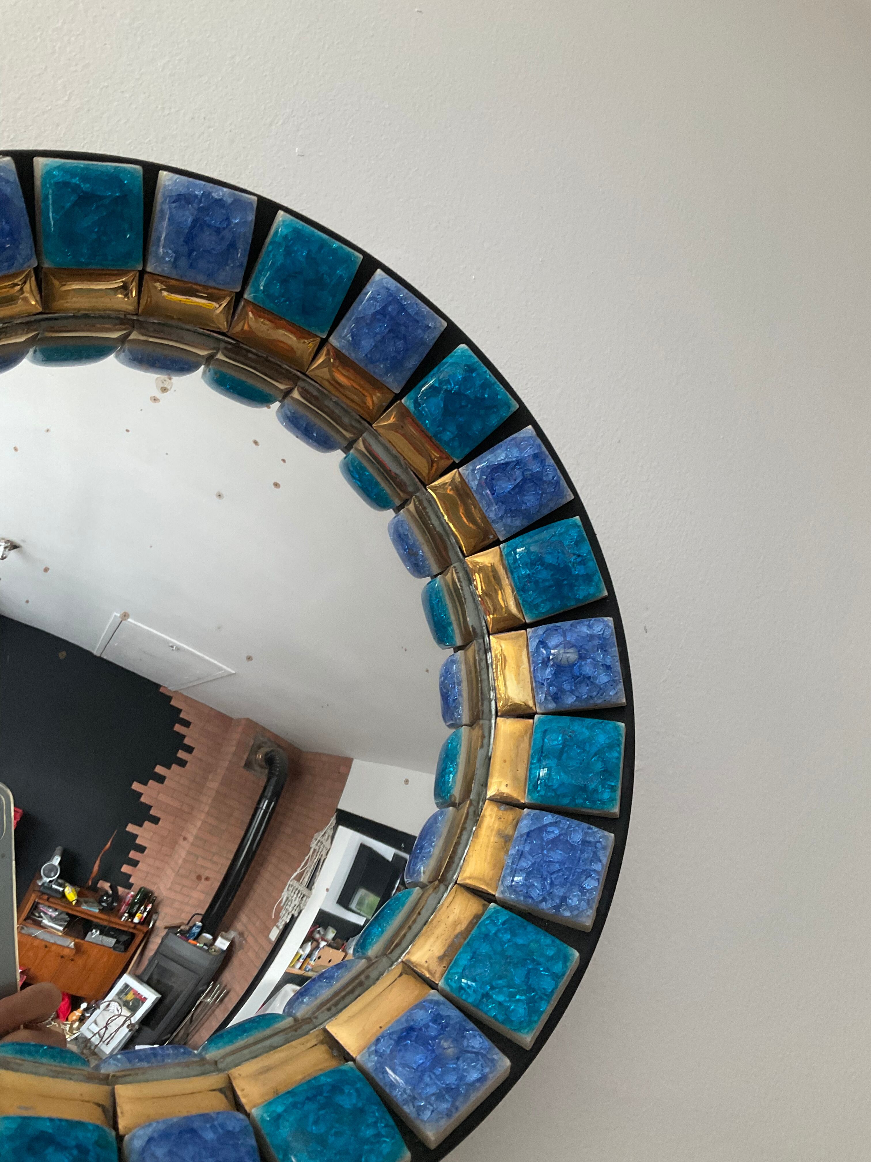 Vintage ceramic witch eye mirror