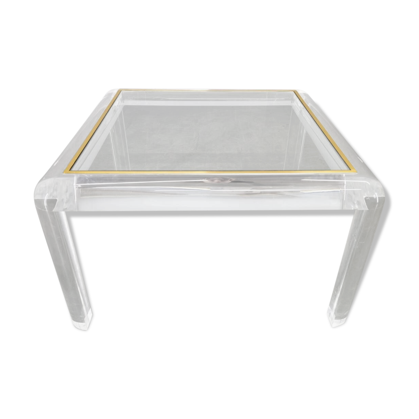 Italian Acrylic, Brass and Glass Coffee Table, 1980s