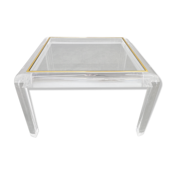 Italian Acrylic, Brass and Glass Coffee Table, 1980s