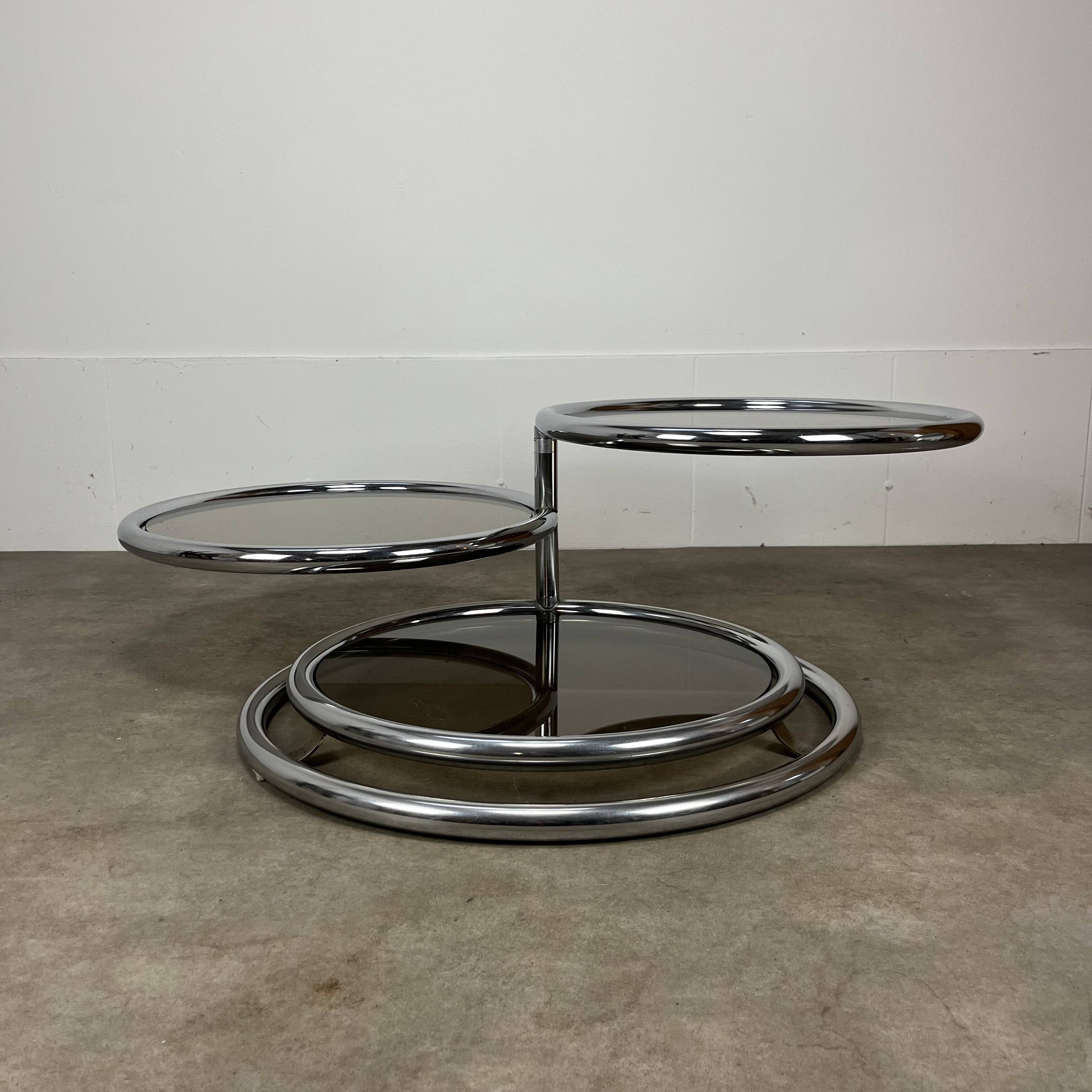 70s modular coffee table in chrome and glass by Artedis