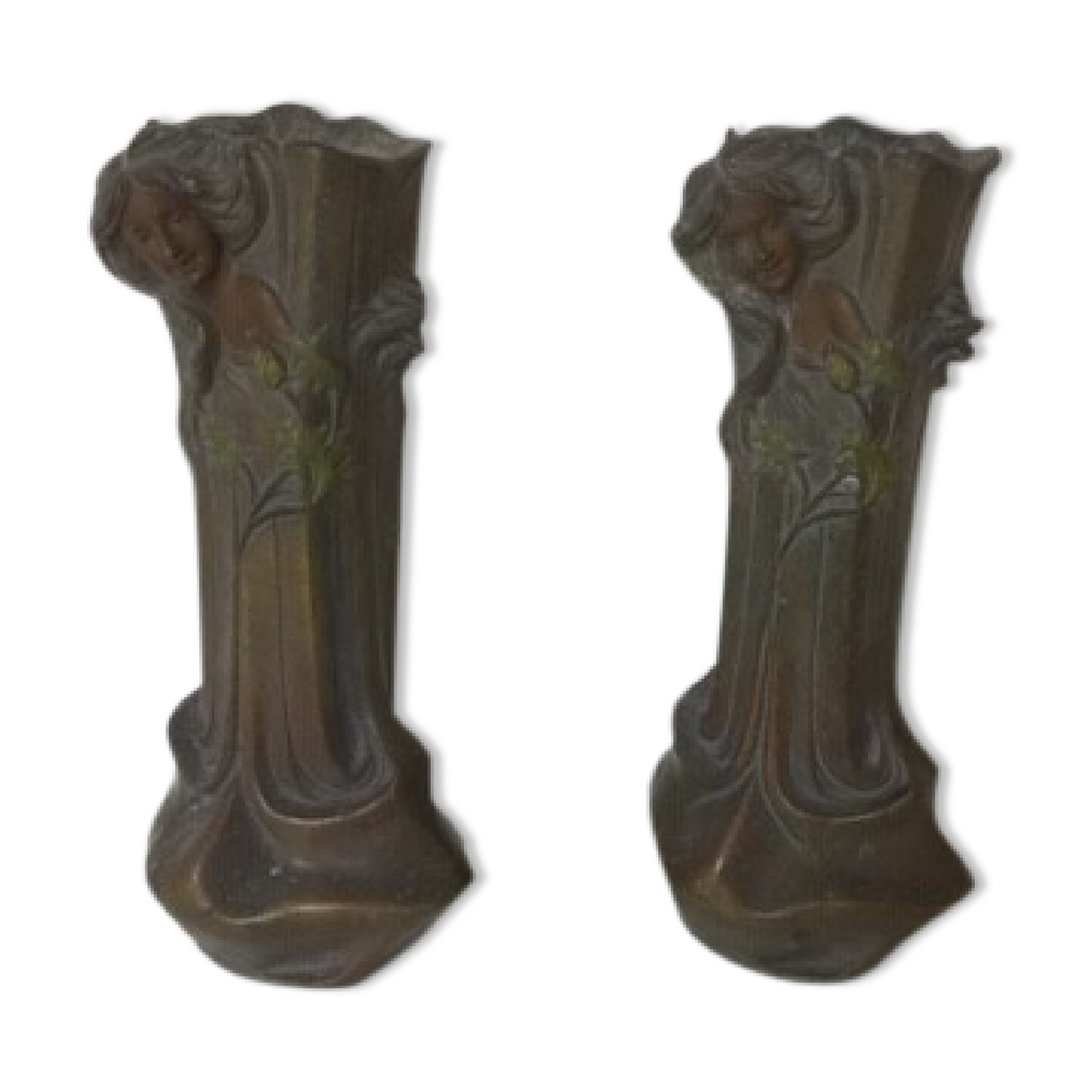 Pair of regulating vases signed Flora Francesco - Art Nouveau