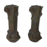 Pair of regulating vases signed Flora Francesco - Art Nouveau