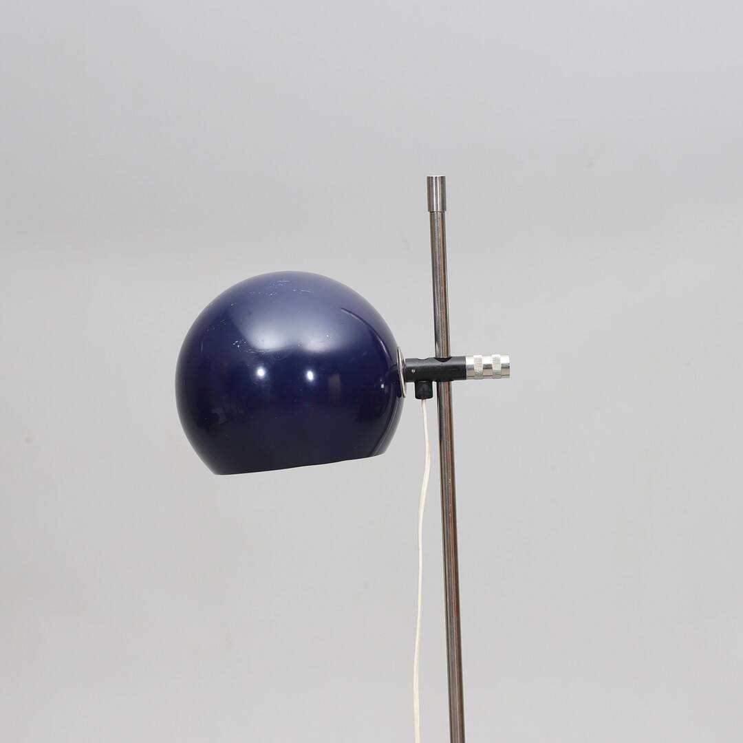 Vintage floor lamp, blue lacquered metal, "klot 1", hemi, ikea 1970 sweden