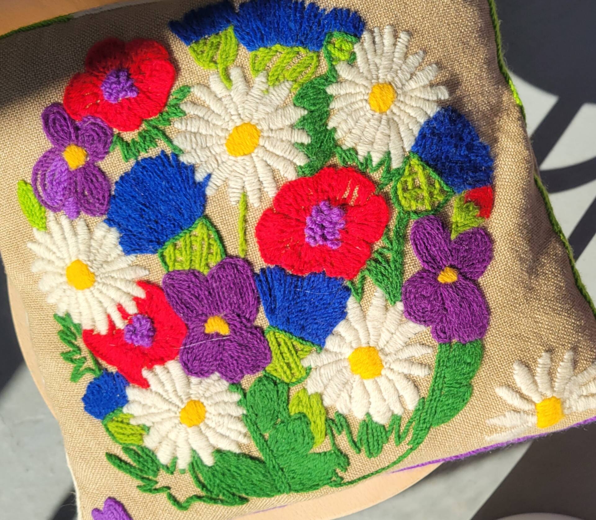 Vintage embroidered cushion