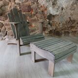 Fauteuil Adirondack ancien avec repose-pieds