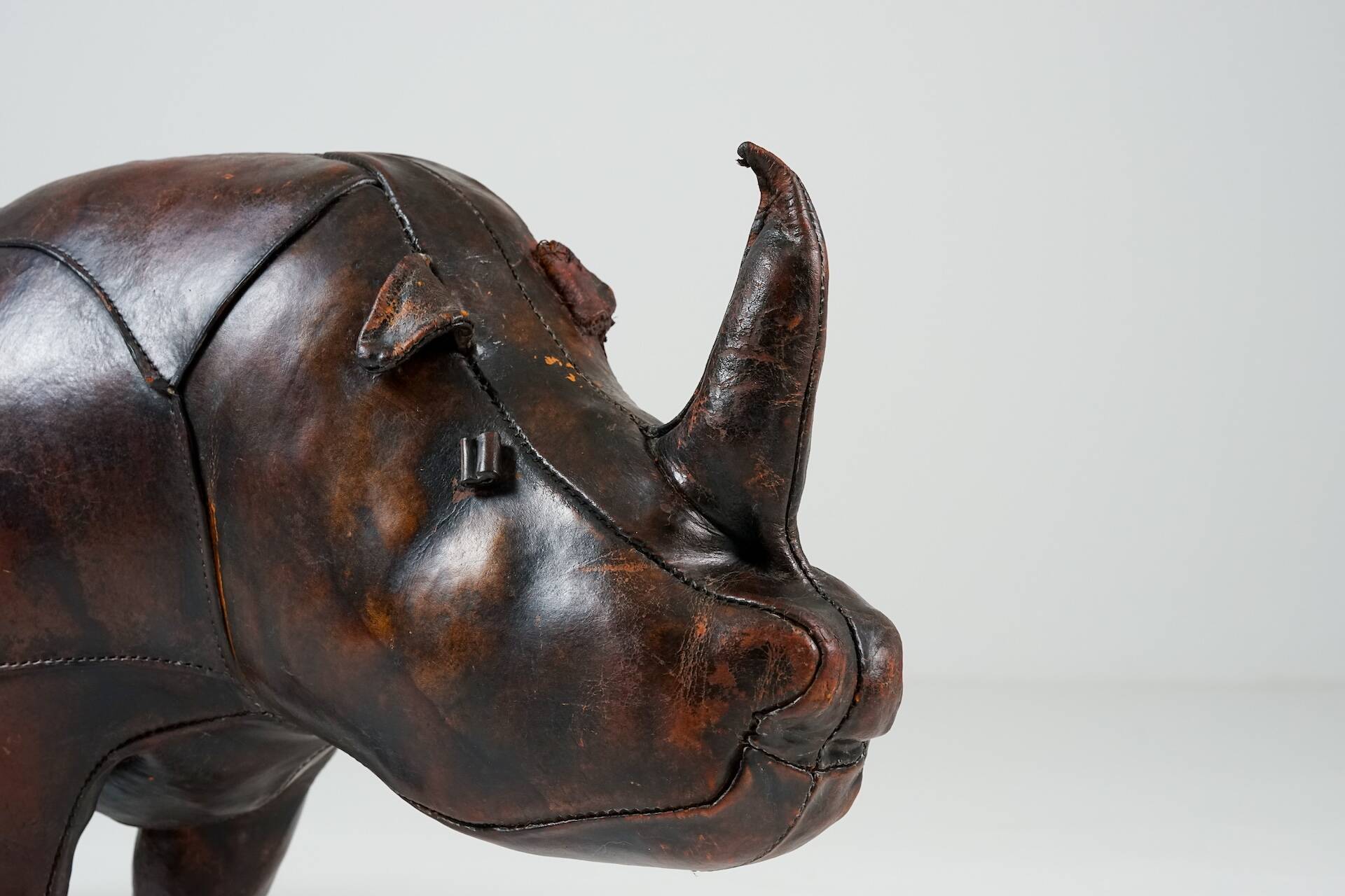 Rhinoceros Leather Footstool by Dimitri Omersa