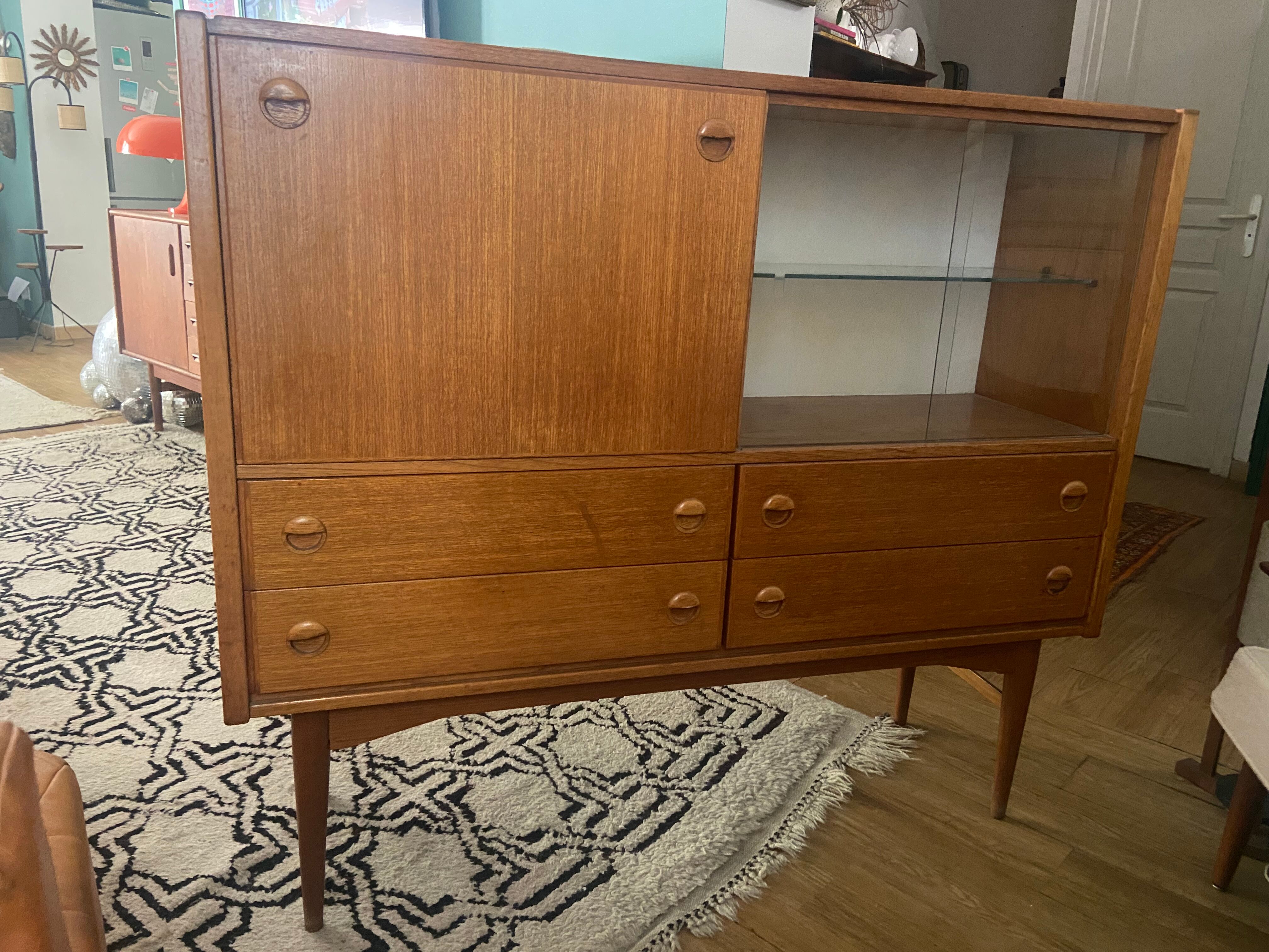 Secretarial cabinet in vintage teak