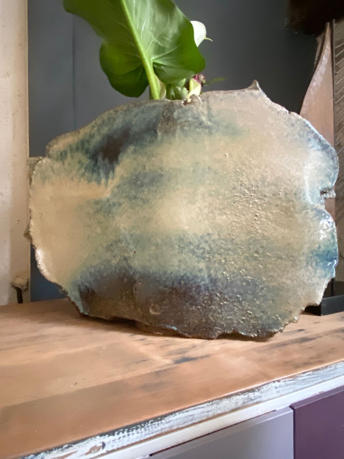 Sculptural Breton brutalist vase